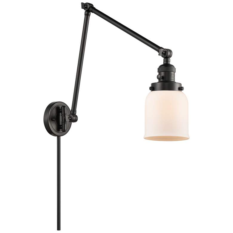 Image 1 Franklin Bell 30" High Matte Black Swing Arm w/ Matte White Shade