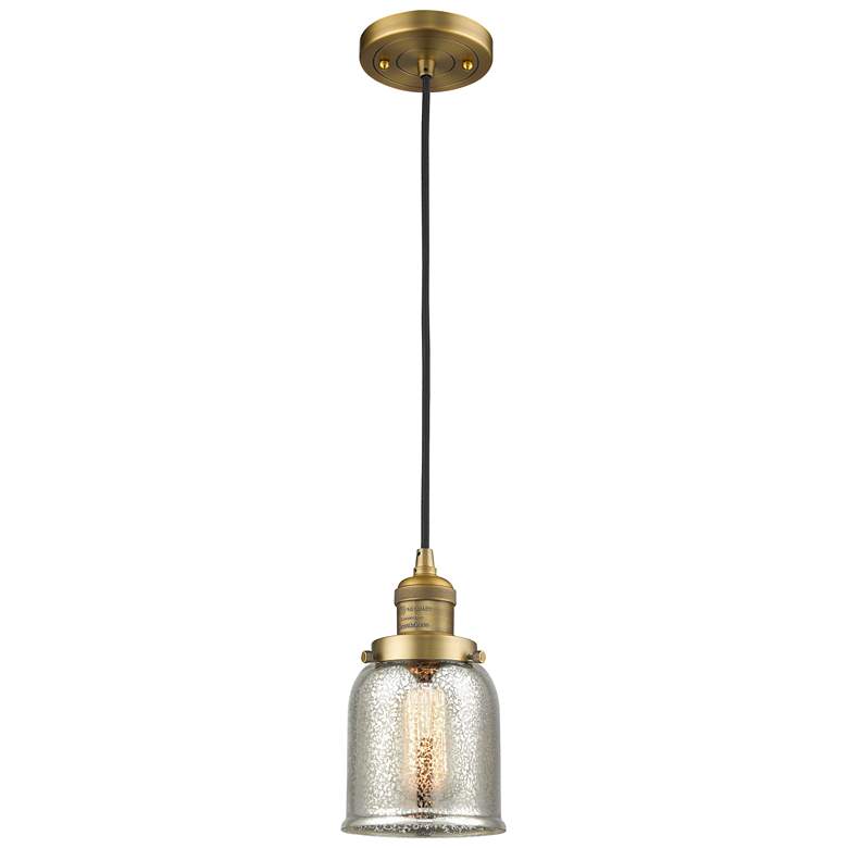 Image 1 Franklin Bell 5" Brushed Brass Corded Mini Pendant w/ Mercury Shade