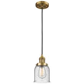 Image1 of Franklin Bell 5" Brushed Brass Corded Mini Pendant w/ Seedy Shade