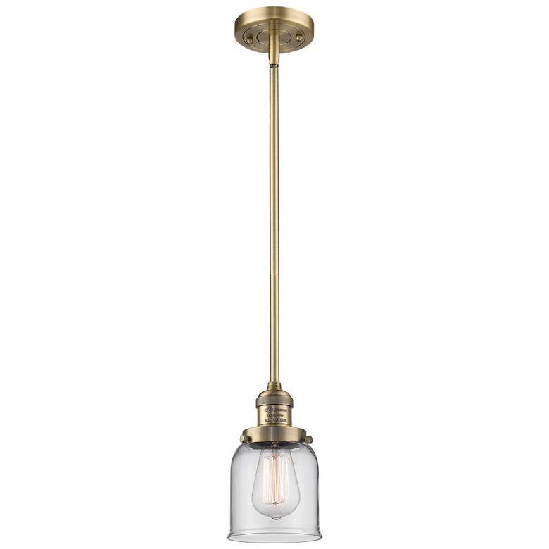Image 1 Franklin Bell 5" Brushed Brass Stemmed Mini Pendant w/ Clear Shade