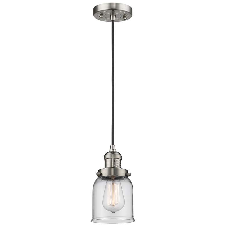 Image 1 Franklin Bell 5" Brushed Nickel Corded Mini Pendant w/ Clear Shade