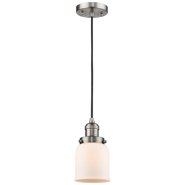 Image 1 Franklin Bell 5" Brushed Nickel Corded Mini Pendant w/ White Shade