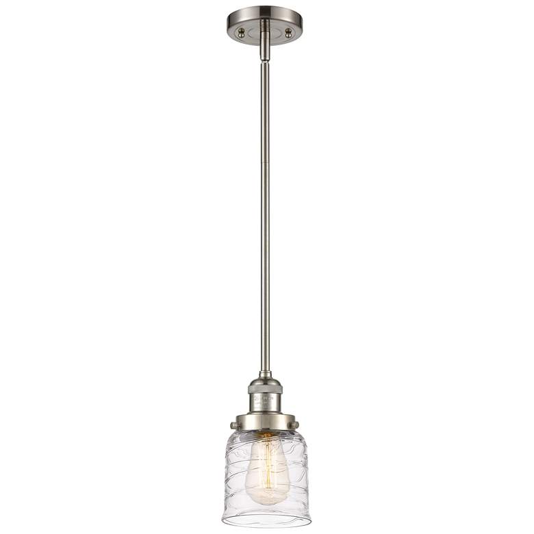 Image 1 Franklin Bell 5" Brushed Nickel Stemmed Mini Pendant w/ Deco Shade