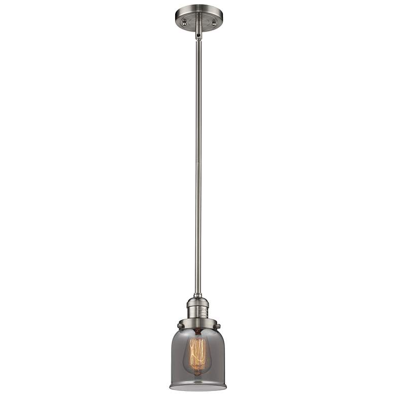 Image 1 Franklin Bell 5" Brushed Nickel Stemmed Mini Pendant w/ Smoke Shade