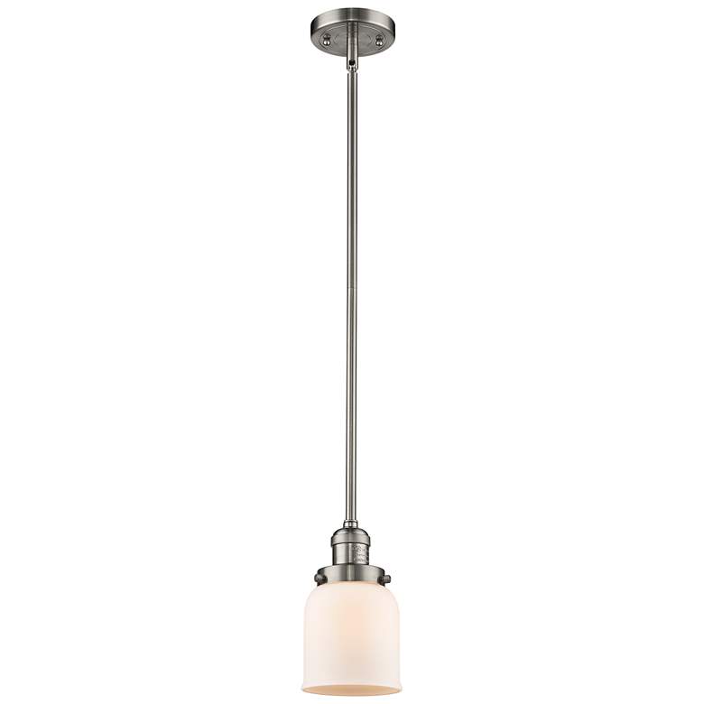 Image 1 Franklin Bell 5" Brushed Nickel Stemmed Mini Pendant w/ White Shade