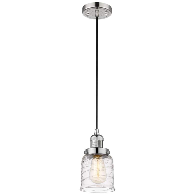 Image 1 Franklin Bell 5" Polished Nickel Corded Mini Pendant w/ Deco Shade