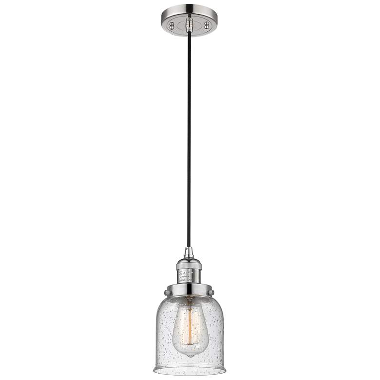 Image 1 Franklin Bell 5" Polished Nickel Corded Mini Pendant w/ Seedy Shade