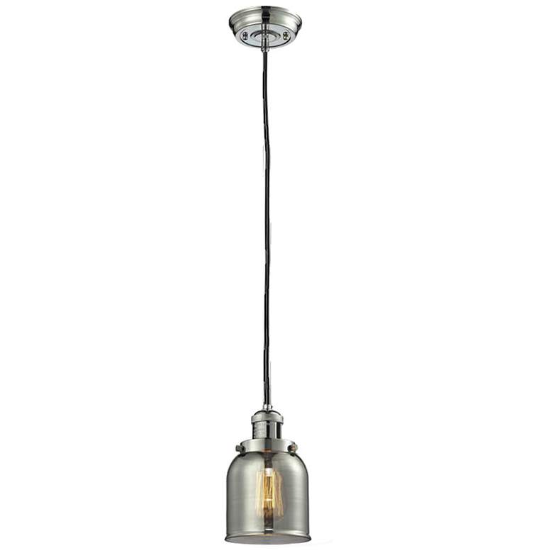 Image 1 Franklin Bell 5" Polished Nickel Corded Mini Pendant w/ Smoke Shade