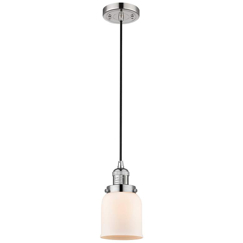 Image 1 Franklin Bell 5" Polished Nickel Corded Mini Pendant w/ White Shade