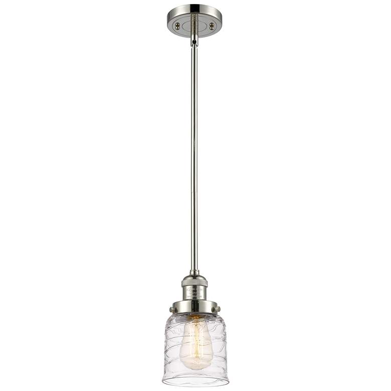 Image 1 Franklin Bell 5" Polished Nickel Stemmed Mini Pendant w/ Deco Shade