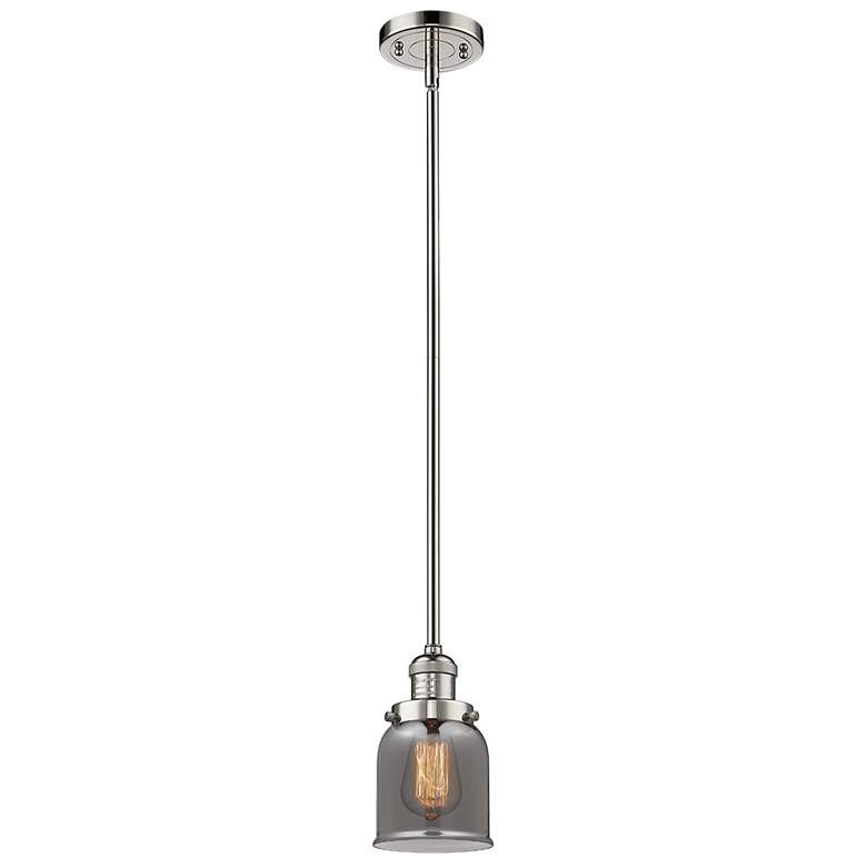 Image 1 Franklin Bell 5" Polished Nickel Stemmed Mini Pendant w/ Smoke Shade