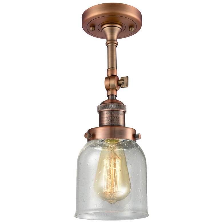 Image 1 Franklin Bell 5"W Antique Copper Adjustable Semi.Flush Mount w/ Seedy