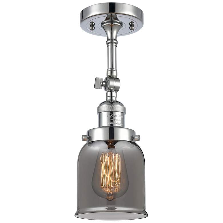 Image 1 Franklin Bell 5"W Chrome Adjustable Semi.Flush Mount w/ Smoke Shade