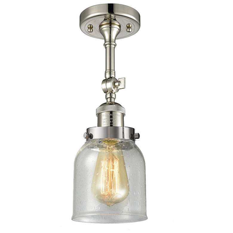 Image 1 Franklin Bell 5"W Polished Nickel Adjustable Semi.Flush w/ Seedy Shade