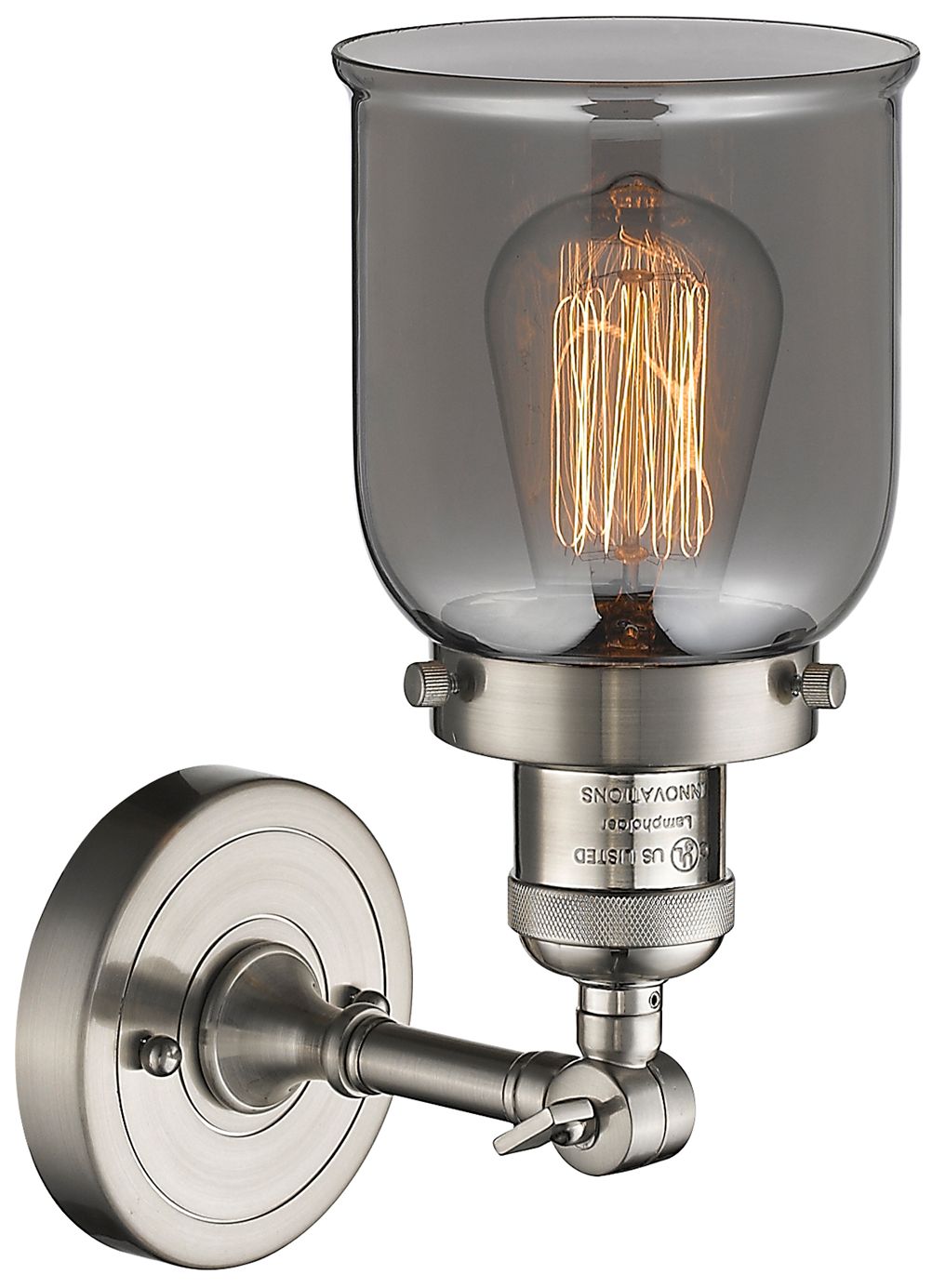 Image 5 Franklin Bell 5"W Satin Nickel Adjustable Semi.Flush Mount w/ Smoke Sh more views