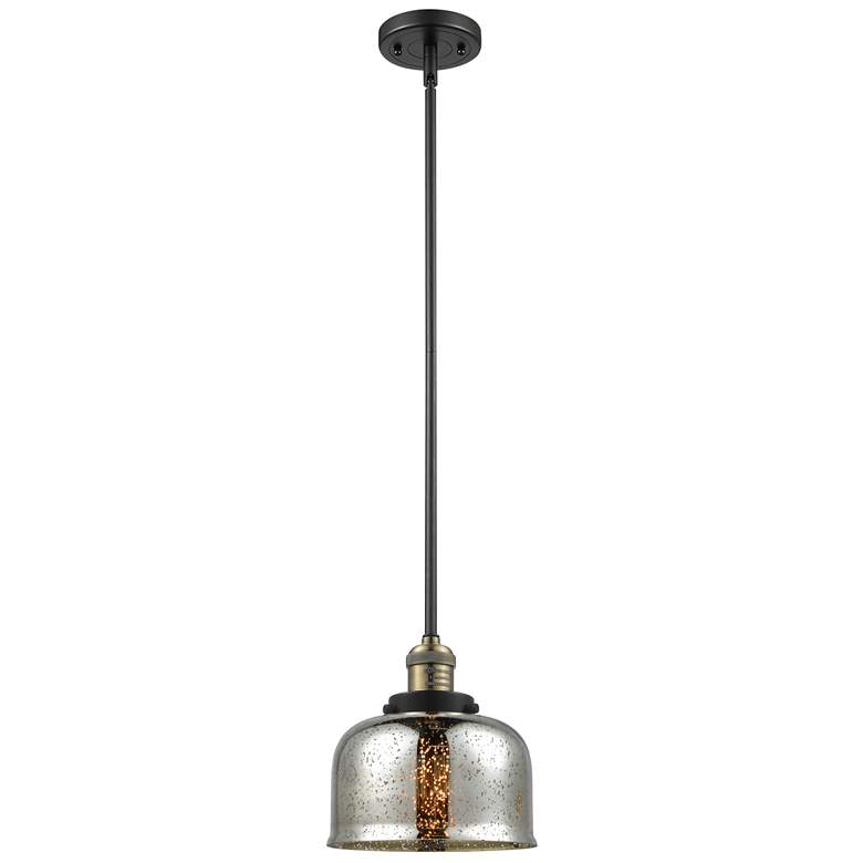 Image 1 Franklin Bell 8" Black Brass Stemmed Mini Pendant w/ Mercury Shade