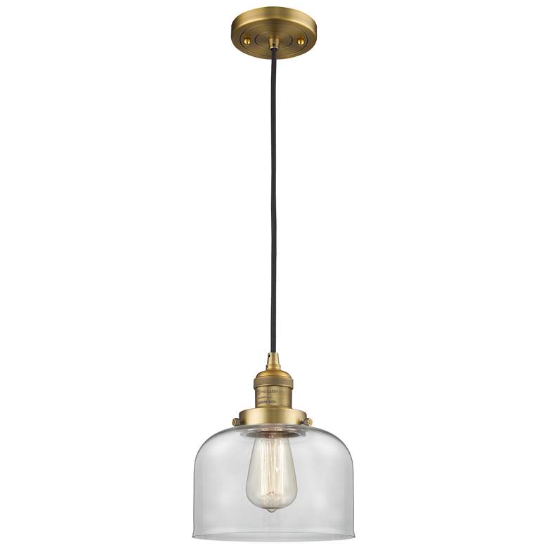 Image 1 Franklin Bell 8" Brushed Brass Corded Mini Pendant w/ Clear Shade