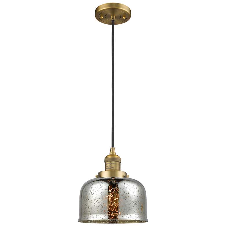 Image 1 Franklin Bell 8" Brushed Brass Corded Mini Pendant w/ Mercury Shade