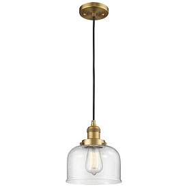 Image1 of Franklin Bell 8" Brushed Brass Corded Mini Pendant w/ Seedy Shade