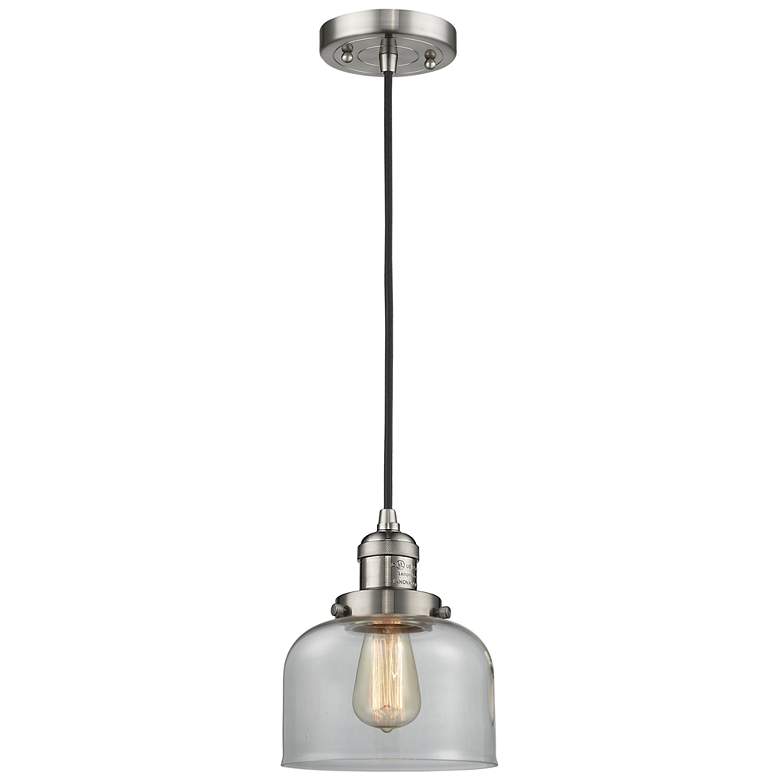 Image 1 Franklin Bell 8" Brushed Nickel Corded Mini Pendant w/ Clear Shade