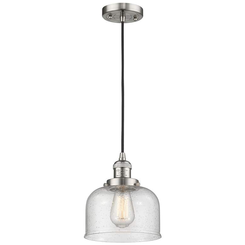 Image 1 Franklin Bell 8" Brushed Nickel Corded Mini Pendant w/ Seedy Shade
