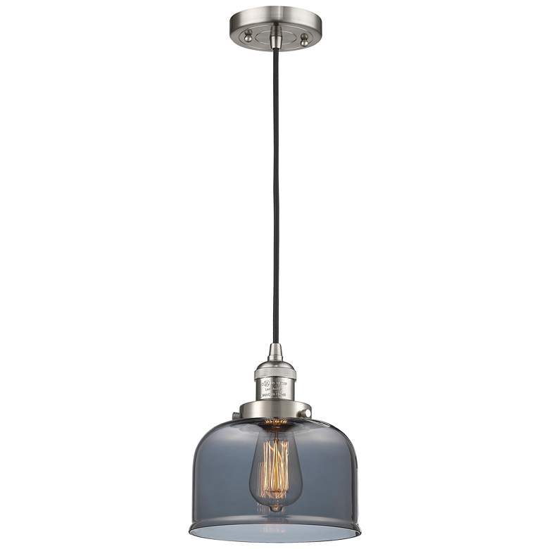 Image 1 Franklin Bell 8" Brushed Nickel Corded Mini Pendant w/ Smoke Shade