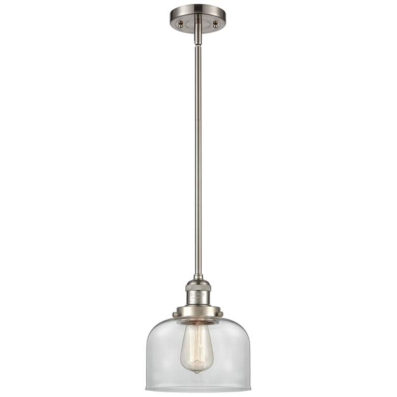 Image 1 Franklin Bell 8" Brushed Nickel Stemmed Mini Pendant w/ Clear Shade