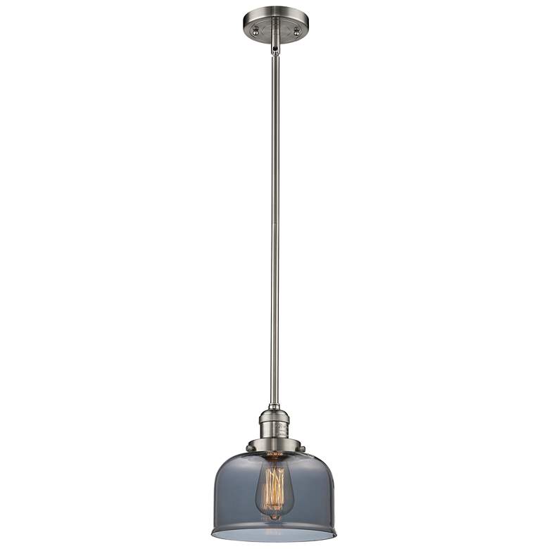Image 1 Franklin Bell 8" Brushed Nickel Stemmed Mini Pendant w/ Smoke Shade