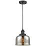 Franklin Bell 8" Matte Black Corded Mini Pendant w/ Mercury Shade