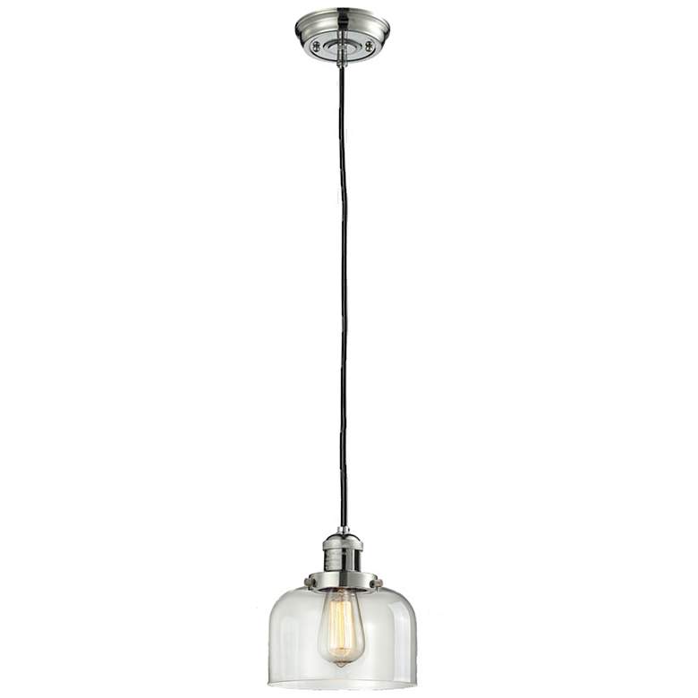 Image 1 Franklin Bell 8" Polished Nickel Corded Mini Pendant w/ Clear Shade