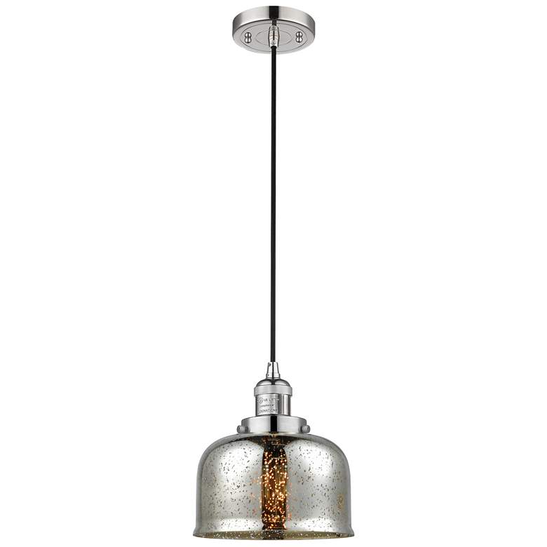 Image 1 Franklin Bell 8" Polished Nickel Corded Mini Pendant w/ Mercury Shade