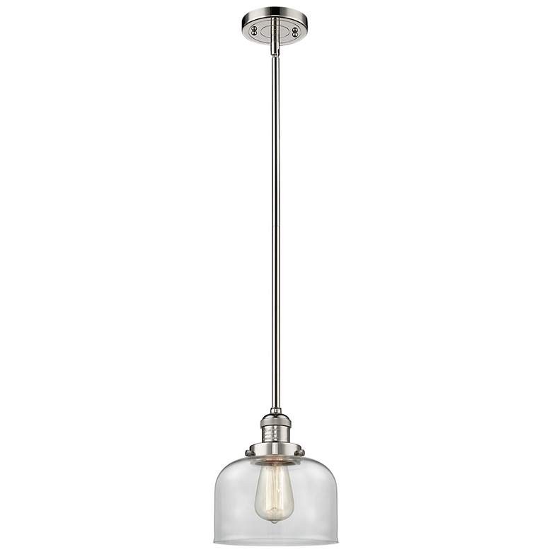 Image 1 Franklin Bell 8" Polished Nickel Stemmed Mini Pendant w/ Clear Shade
