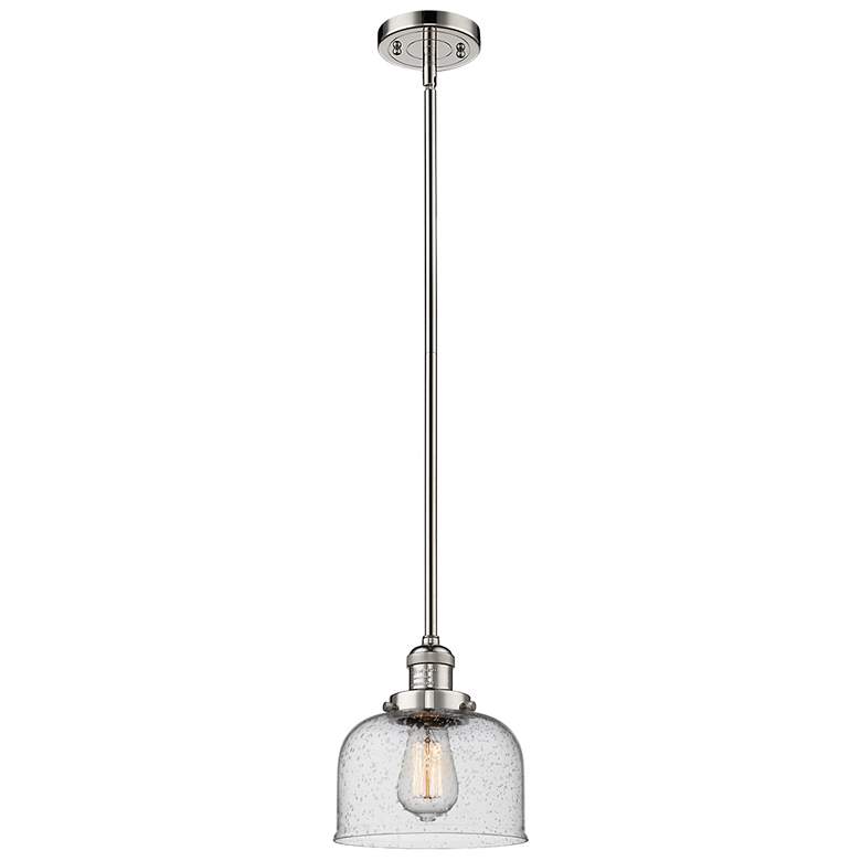 Image 1 Franklin Bell 8" Polished Nickel Stemmed Mini Pendant w/ Seedy Shade