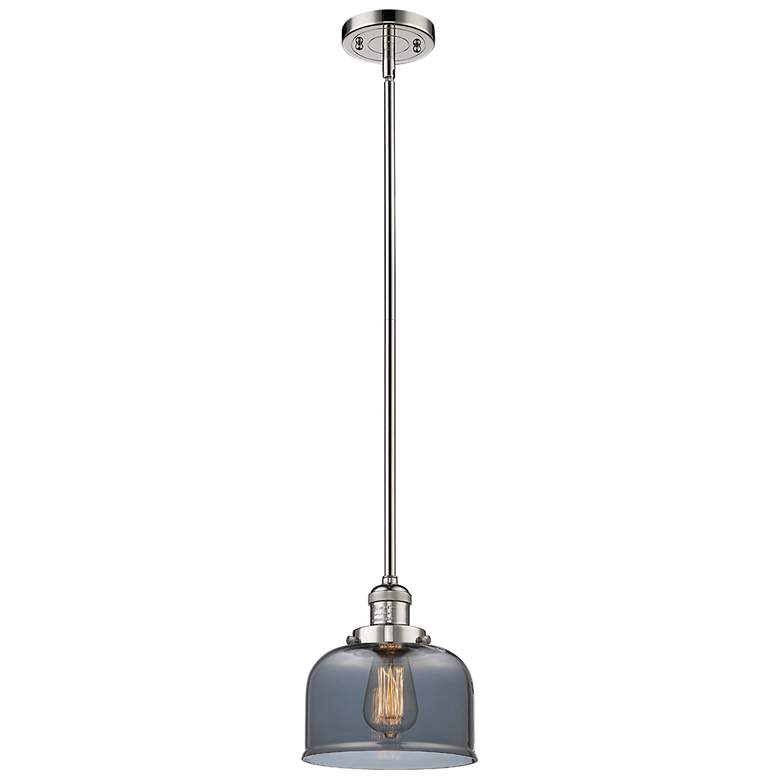 Image 1 Franklin Bell 8" Polished Nickel Stemmed Mini Pendant w/ Smoke Shade