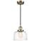 Franklin Bell 8" Wide Antique Brass Corded Mini Pendant w/ Deco Swirl