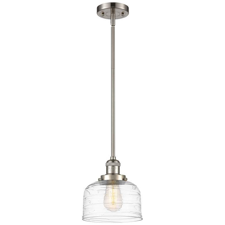 Image 1 Franklin Bell 8"W Brushed Nickel Stem Hung Mini Pendant w/ Deco Swirl