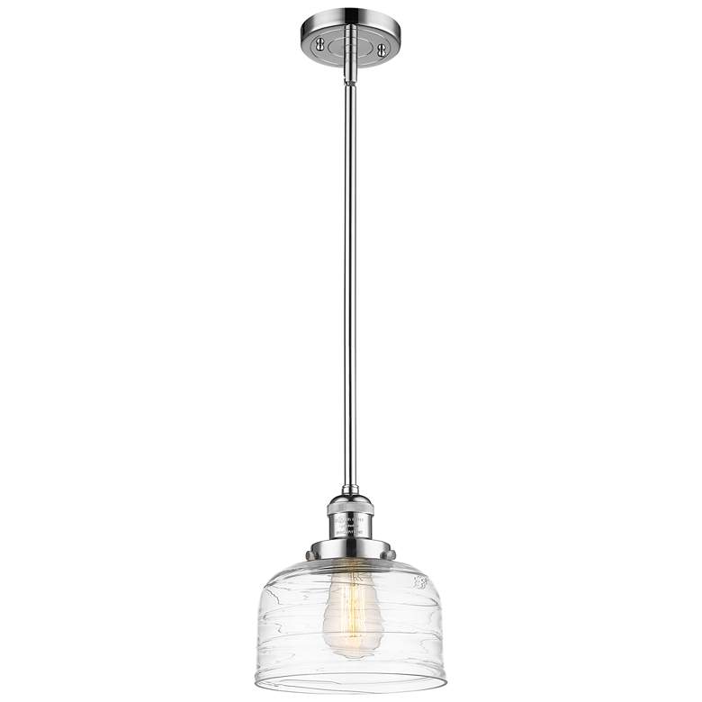 Image 1 Franklin Bell 8"W Chrome Stem Hung Mini Pendant w/ Deco Swirl Shade