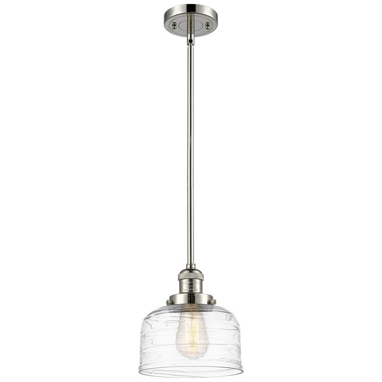 Image 1 Franklin Bell 8"W Polished Nickel Stem Mini Pendant w/ Swirl Shade