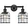 Franklin Bell Cage 16" 2-Light Matte Black Bath Light w/ Seedy Shade