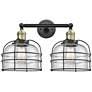 Franklin Bell Cage 19" 2-Light Black Brass Bath Light w/ Clear Shade