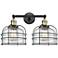 Franklin Bell Cage 19" 2-Light Black Brass Bath Light w/ Seedy Shade