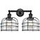 Franklin Bell Cage 19" 2-Light Matte Black Bath Light w/ Clear Shade