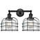 Franklin Bell Cage 19" 2-Light Matte Black Bath Light w/ Seedy Shade