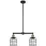 Franklin Bell Cage 21" Wide 2 Light Black Brass Island Light w/ Clear