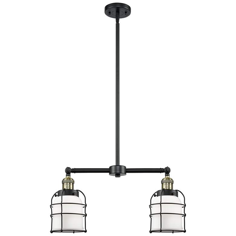 Image 1 Franklin Bell Cage 21" Wide 2 Light Black Brass Island Light w/ White