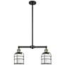 Franklin Bell Cage 21" Wide 2 Light Black Brass Island Light w/ White