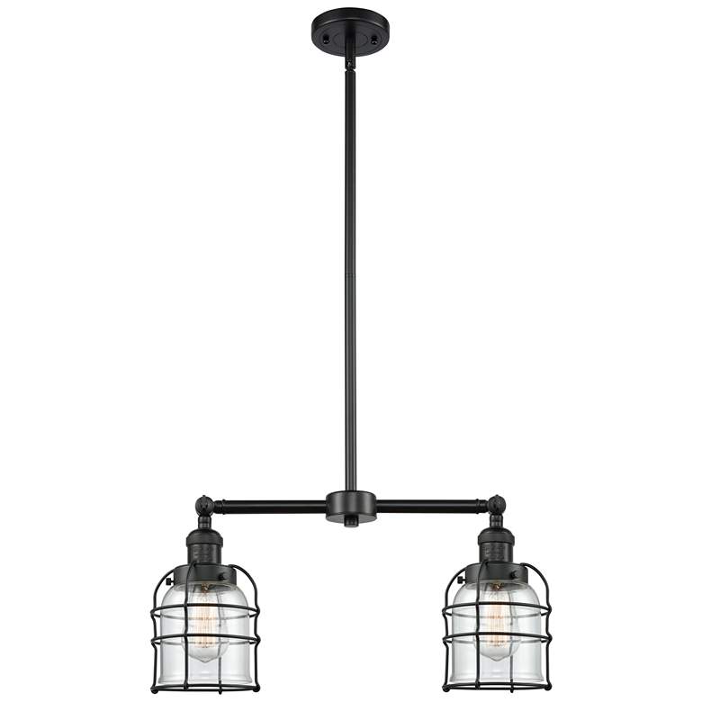 Image 1 Franklin Bell Cage 21" Wide 2 Light Matte Black Island Light w/ Clear
