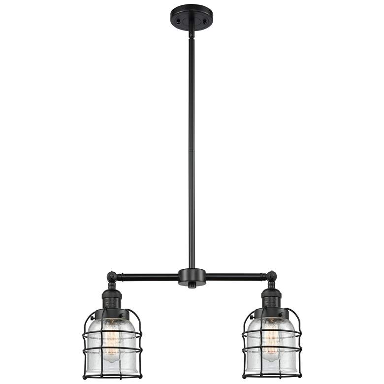 Image 1 Franklin Bell Cage 21" Wide 2 Light Matte Black Island Light w/ Seedy