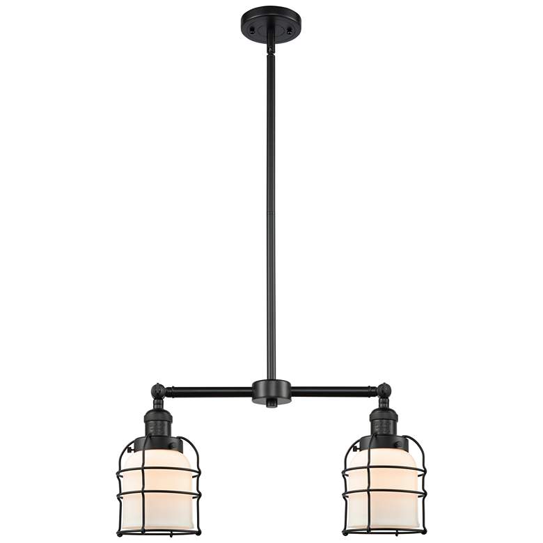Image 1 Franklin Bell Cage 21" Wide 2 Light Matte Black Island Light w/ White