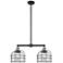 Franklin Bell Cage 24" 2-Light Black Brass Island Light w/ Seedy Shade